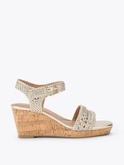 Carvela Gold Portofino Wedge Sandals - Image 1 of 4