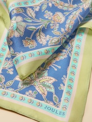 Joules Highgrove Blue & Green Floral 100% Silk Skinny Scarf - Image 7 of 7