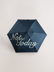 Navy Slogan Print Compact Umbrella - Image 3 of 4