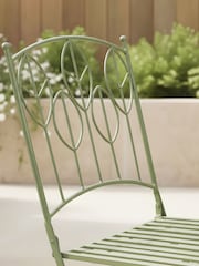 Charles Bentley Green Rustic Metal Garden Bistro Set - Image 2 of 6