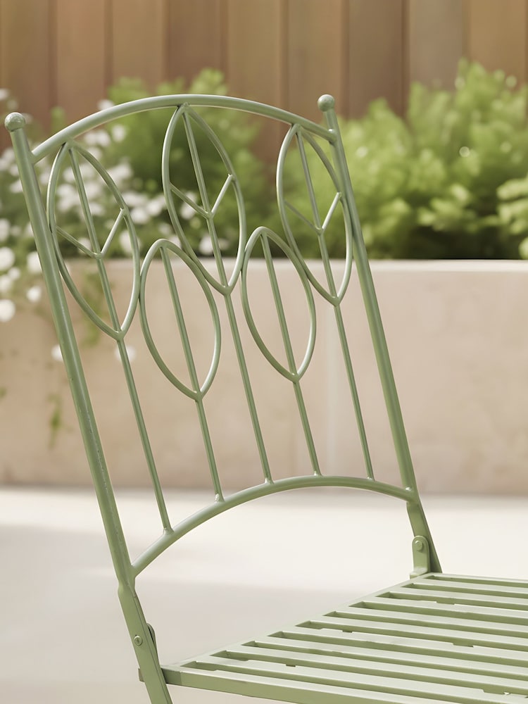Charles Bentley Green Rustic Metal Garden Bistro Set - Image 2 of 6 Charles Bentley Green Rustic Metal Garden Bistro Set - Image 2 of 6