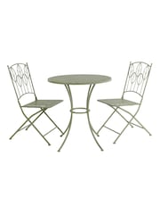 Charles Bentley Green Rustic Metal Garden Bistro Set - Image 3 of 6