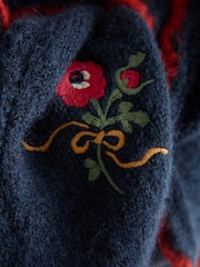 Темно-синий - Вязаный шарф с треугольными чашечками и вышивкой Laura Ashley - Изображение 6 7