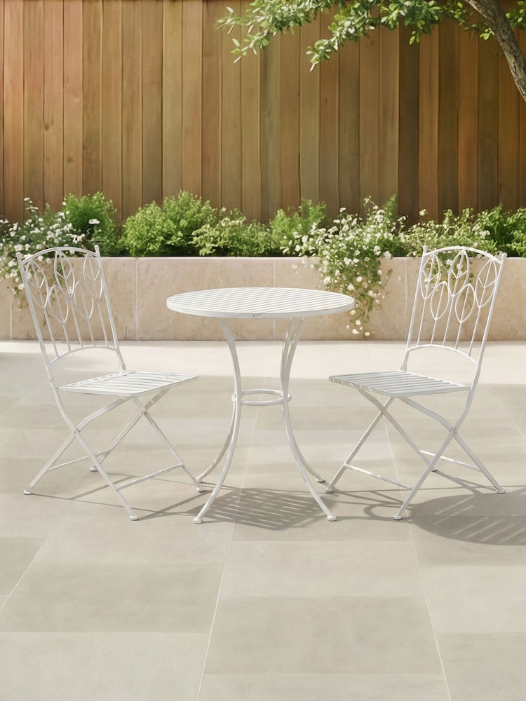 Charles Bentley White Rustic Metal Garden Bistro Set - Image 1 of 6