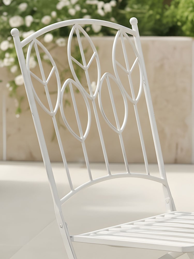 Charles Bentley White Rustic Metal Garden Bistro Set - Image 2 of 6