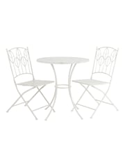 Charles Bentley White Rustic Metal Garden Bistro Set - Image 3 of 6