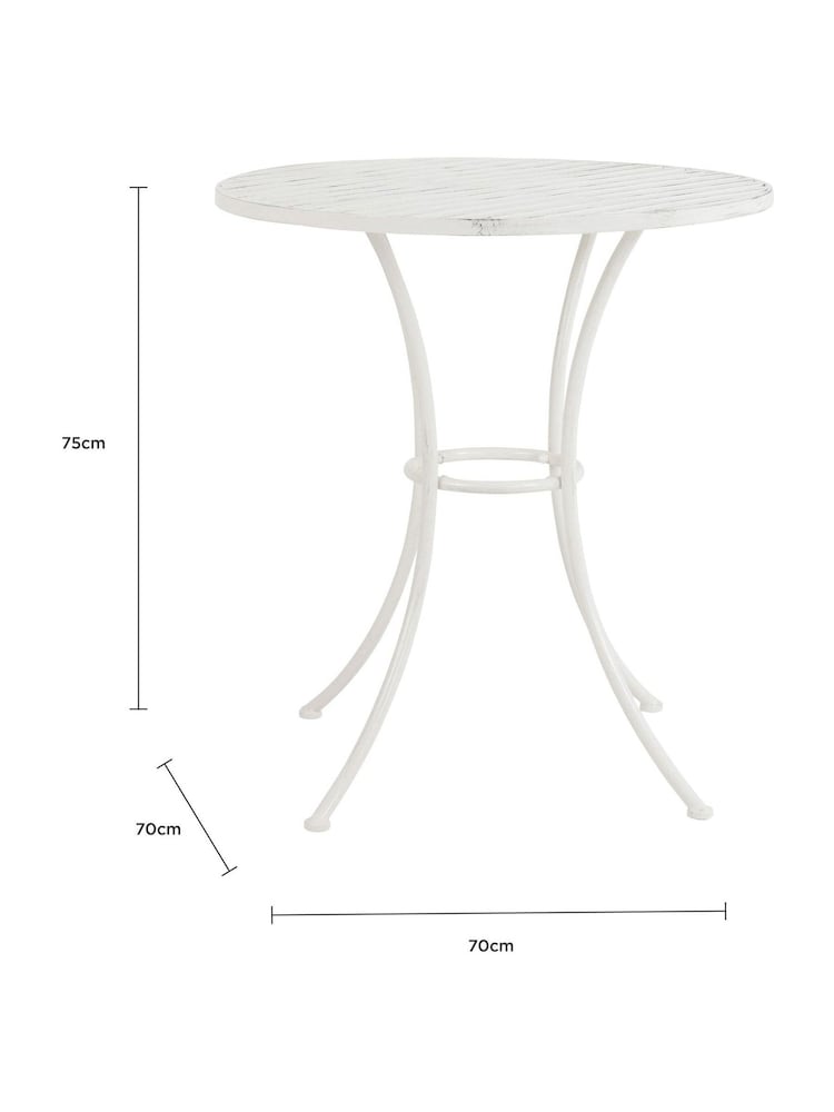 Charles Bentley White Rustic Metal Garden Bistro Set - Image 6 of 6