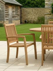 Charles Bentley Set of 2 Brown Teak Stacking Garden Chairs - Image 1 of 6