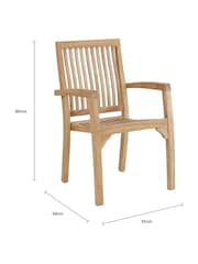 Charles Bentley Set of 2 Brown Teak Stacking Garden Chairs - Image 3 of 6