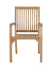 Charles Bentley Set of 2 Brown Teak Stacking Garden Chairs - Image 5 of 6