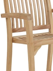 Charles Bentley Set of 2 Brown Teak Stacking Garden Chairs - Image 6 of 6