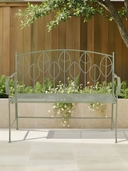 Charles Bentley Green Rustic Metal Garden Bench - Image 1 of 6