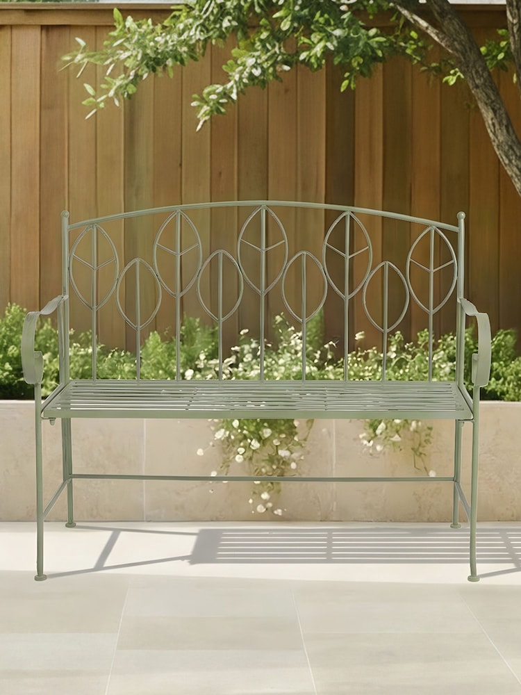 Charles Bentley Green Rustic Metal Garden Bench - Image 1 of 6 Charles Bentley Green Rustic Metal Garden Bench - Image 1 of 6