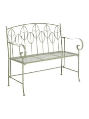 Charles Bentley Green Rustic Metal Garden Bench - Image 5 of 6