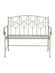 Charles Bentley Green Rustic Metal Garden Bench - Image 6 of 6