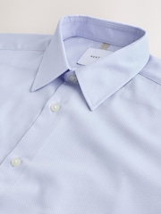 Blue Slim Fit Cotton Rich Textured Easy Care Smart Shirt - Image 2 of 3