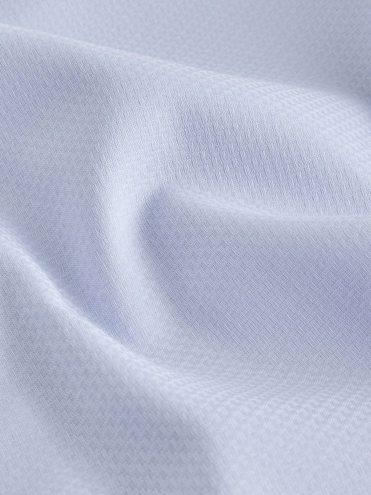 Blue Slim Fit Cotton Rich Textured Easy Care Smart Shirt - Image 3 of 3 Blue Slim Fit Cotton Rich Textured Easy Care Smart Shirt - Image 3 of 3