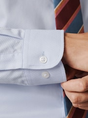 Blue Slim Fit Cotton Rich Textured Easy Care Smart Shirt - Image 4 of 7