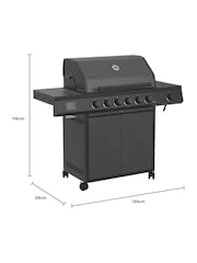 Ottimo Black Premium 6 Burner Gas BBQ - Image 3 of 6