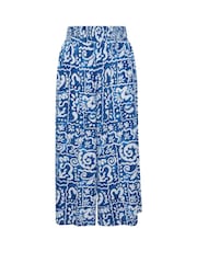 Evans Blue Printed Shirred Waist Trousers - Image 6 of 6