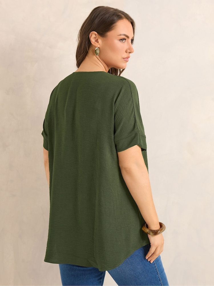 Evans Green Short Sleeve Notch Neck Top - Image 2 of 5