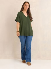Evans Green Short Sleeve Notch Neck Top - Image 3 of 5