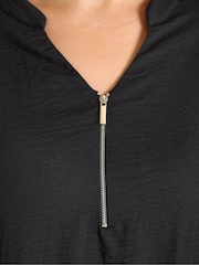Evans Black Zip Front Blouse - Image 4 of 5