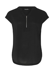 Evans Black Zip Front Blouse - Image 5 of 5