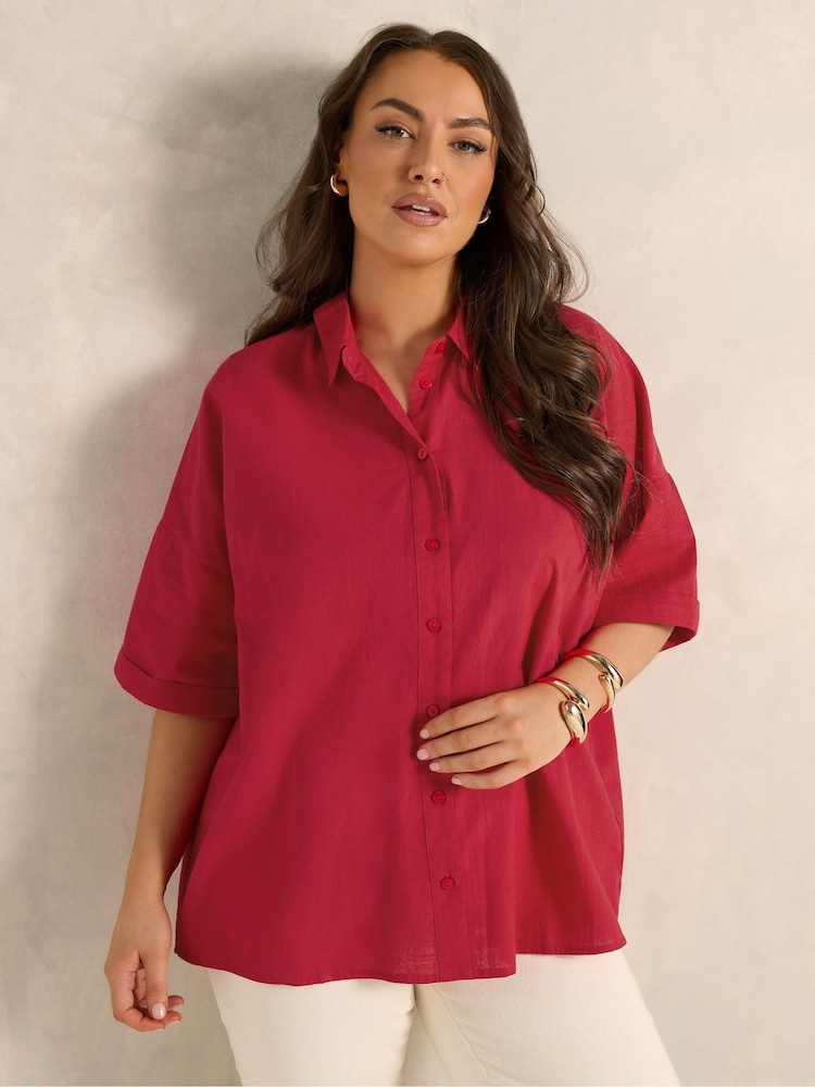 Evans Red Boxy Shirt - Image 1 of 5 Evans Red Boxy Shirt - Image 1 of 5