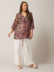 Evans Black Button Detail Blouse - Image 2 of 4