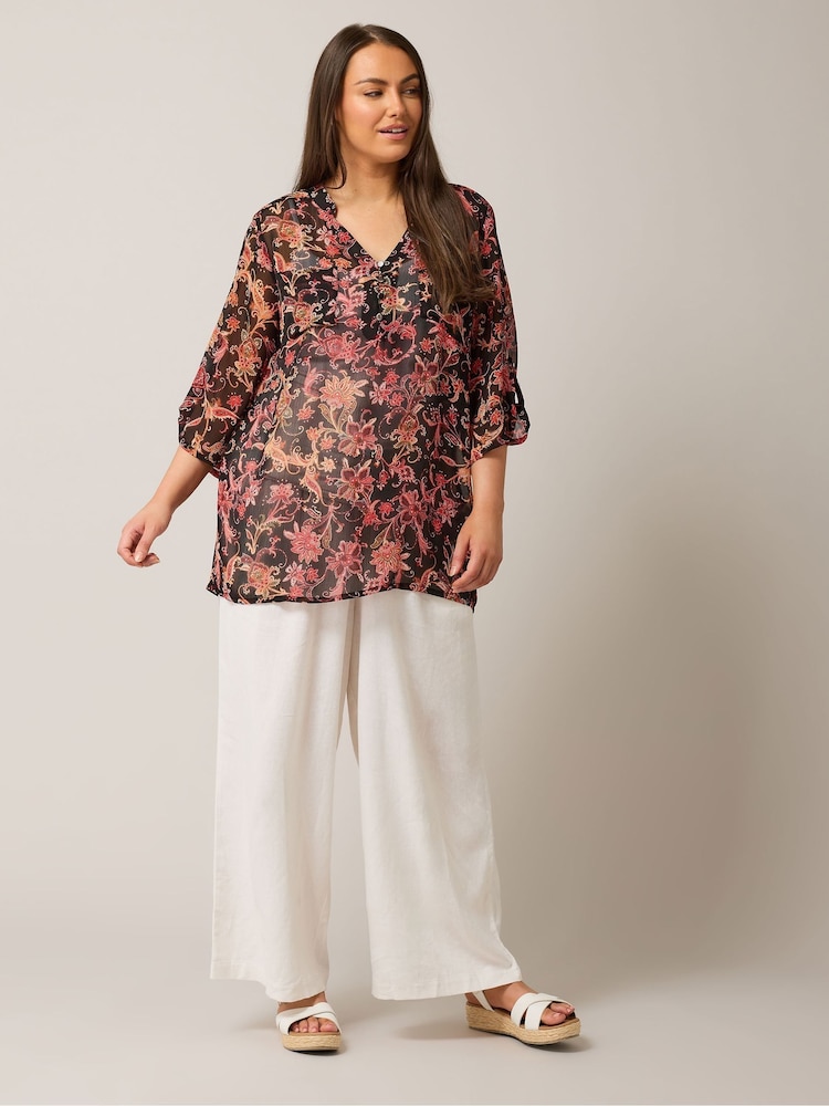 Evans Black Button Detail Blouse - Image 2 of 4