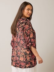 Evans Black Button Detail Blouse - Image 3 of 4