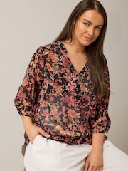 Evans Black Button Detail Blouse - Image 4 of 4