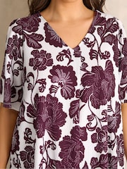 Evans Purple Short Sleeve Pleated Front Blouse - Image 4 of 5