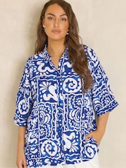 Evans Blue All Over Print Boxy Top - Image 1 of 6