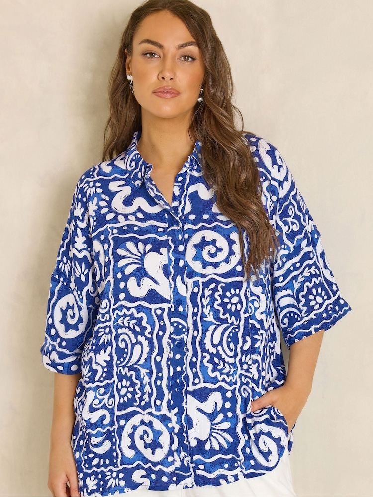 Evans Blue All Over Print Boxy Top - Image 1 of 6