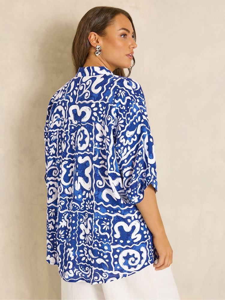 Evans Blue All Over Print Boxy Top - Image 2 of 6
