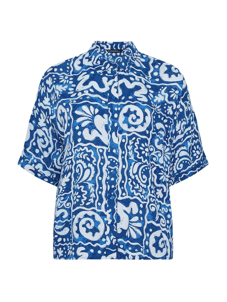 Evans Blue All Over Print Boxy Top - Image 6 of 6
