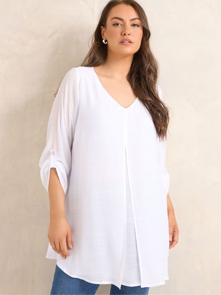 Evans White Long Sleeve Double Layer Top - Image 1 of 5