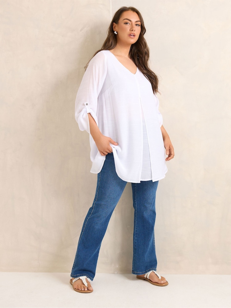 Evans White Long Sleeve Double Layer Top - Image 2 of 5