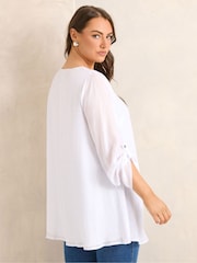 Evans White Long Sleeve Double Layer Top - Image 3 of 5