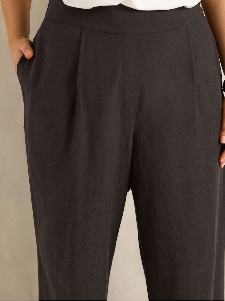 Evans Brown Tailored Linen Blend Trousers - Image 5 of 5
