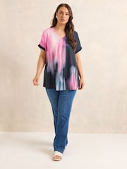 Evans Pink Blurred Floral Print Top - Image 2 of 5