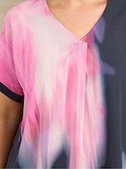 Evans Pink Blurred Floral Print Top - Image 4 of 5
