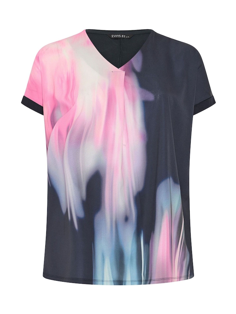 Evans Pink Blurred Floral Print Top - Image 5 of 5