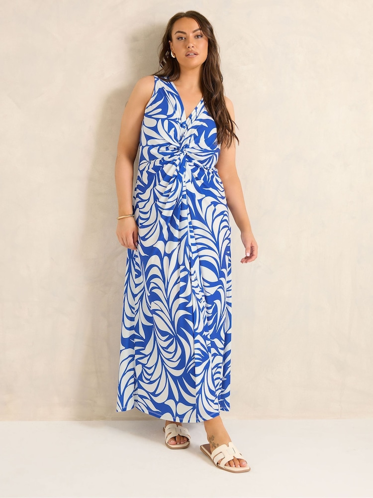 Evans Blue Knot Front Maxi Dress - Image 1 of 5