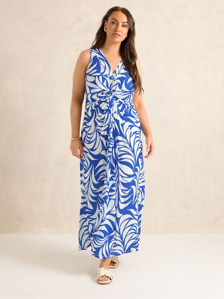Evans Blue Knot Front Maxi Dress - Image 2 of 5