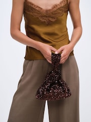 The Set Velvet Pouch Brown Sequin - Image 3 of 4