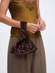 The Set Velvet Pouch Brown Sequin - Image 4 of 4