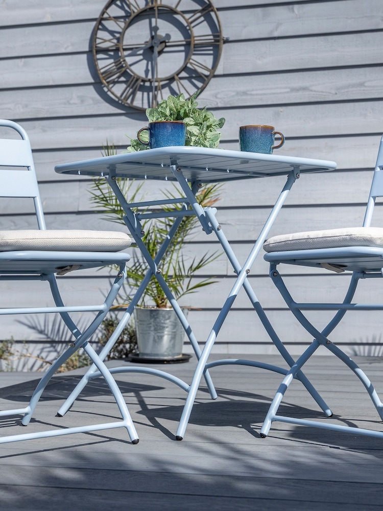 Hartman Duck Egg Blue Urban Folding Garden Bistro Set - Image 1 of 6